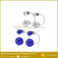 Stainless steel Crystal Clay Paved Stud Earrings